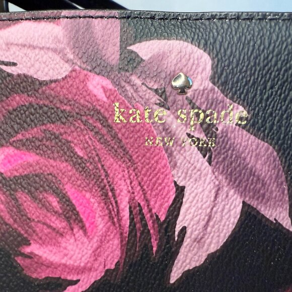 Kate Spade Bags | Kate Spade Black/Pink Flower Themed Clasp Top Tote - Picture 7 of 9